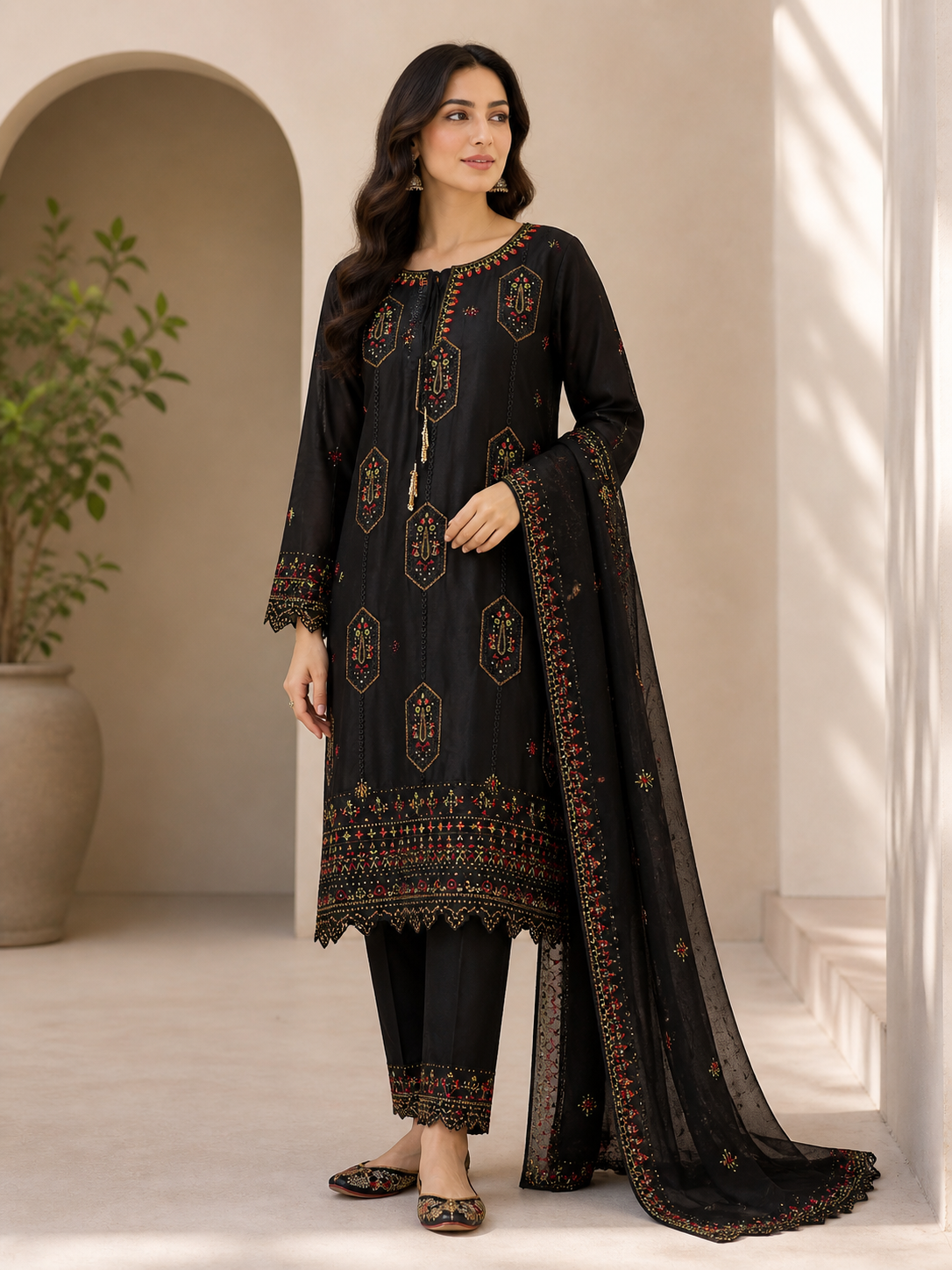 Graceful Embroidered 3PC Suit – New Arrival