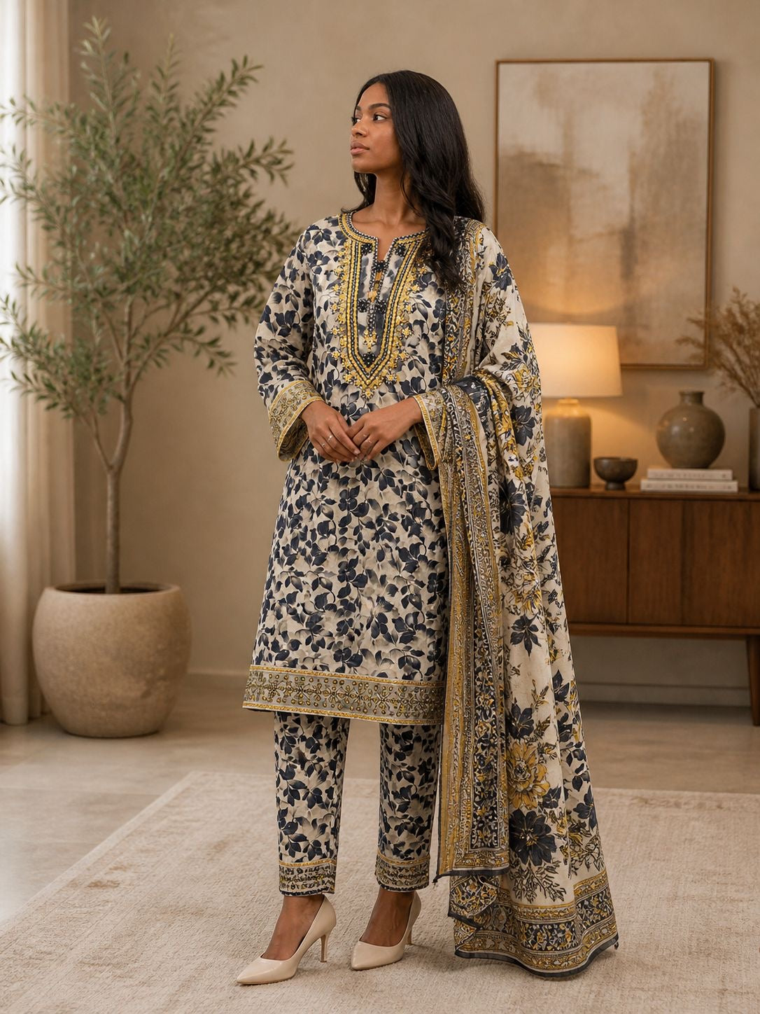 Lawn Suit with Lawn Dupatta