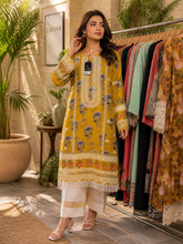 3 Piece Embroidered Lawn Suit – Shirt Print Matching Trouser with Big Cotton Net Dupatta