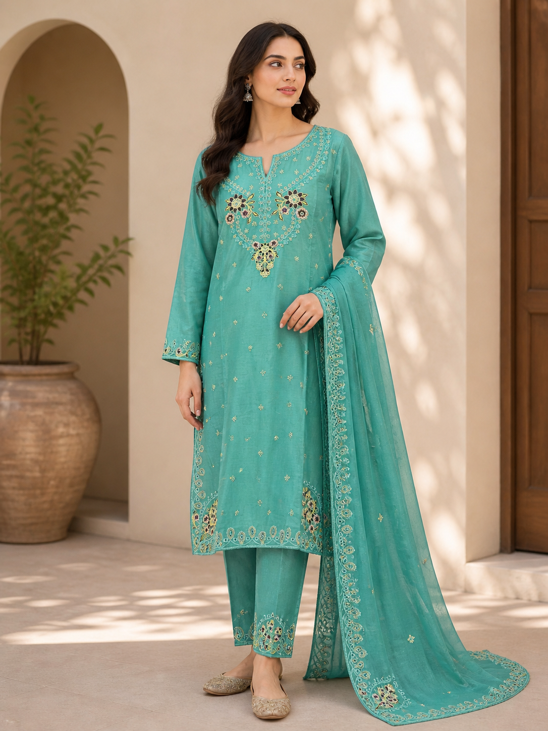 Premium Embroidered 3PC Suit – Luxury Collection