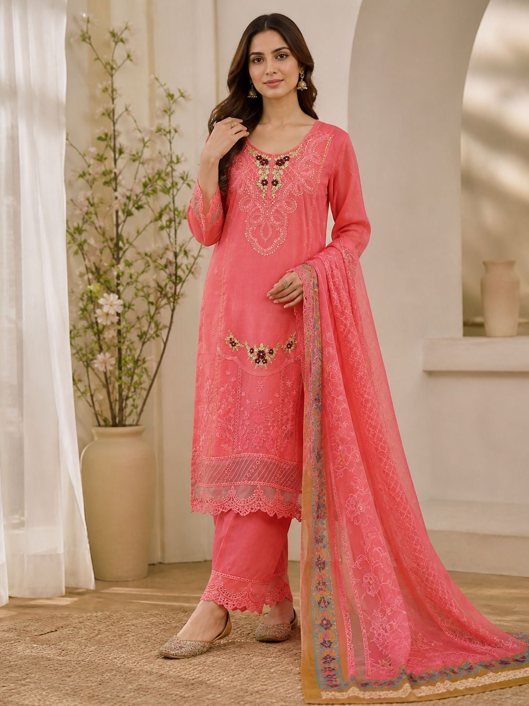 Stylish Embroidered Lawn 3 Piece Dress