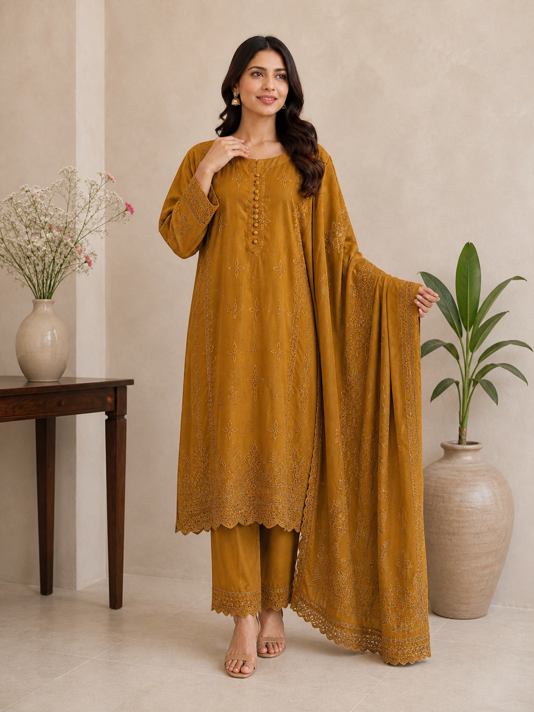Graceful Embroidered 3PC Suit – New Arrival