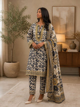 Elegant 3 Piece Lawn Suit with Lawn Dupatta