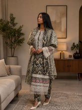 3 Piece Embroidered Lawn Suit – Shirt Print Matching Trouser with Big Cotton Net Dupatta