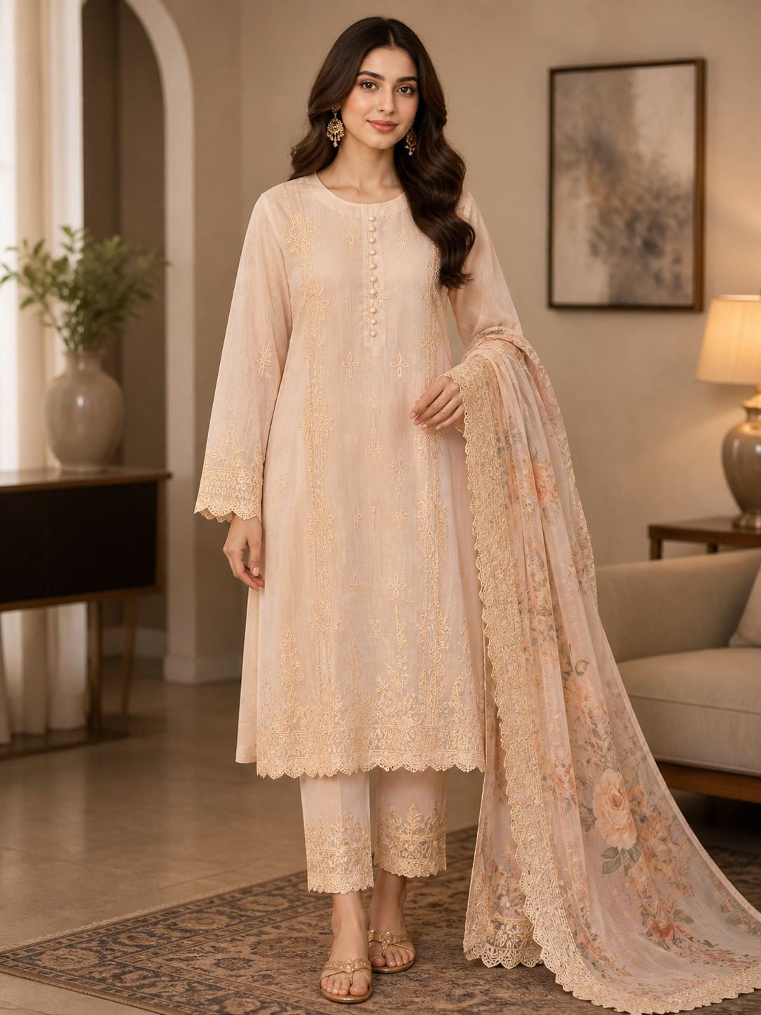 Graceful Embroidered 3PC Suit – New Arrival